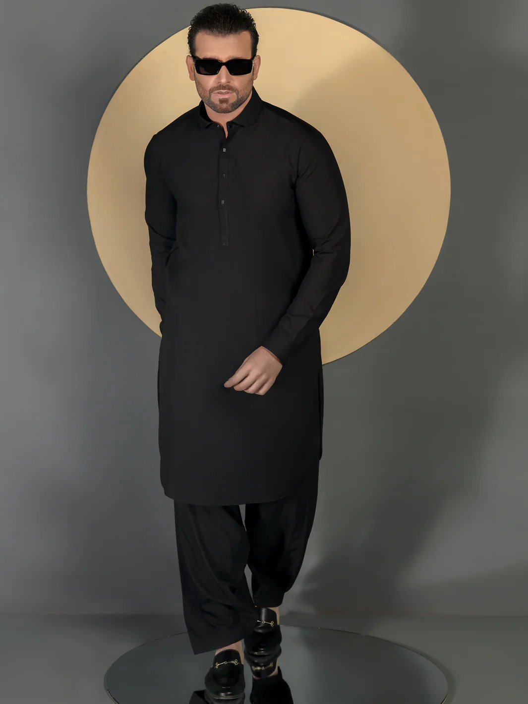 Black Blended Men Unstitched Fabric - AL-Nizam-22 - Image 2
