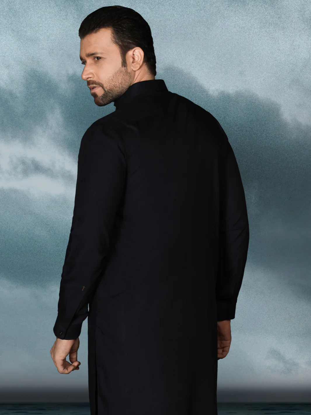 Charcoal Grey Blended Men Unstitched Fabric - AL-Nizam-22 - Image 3