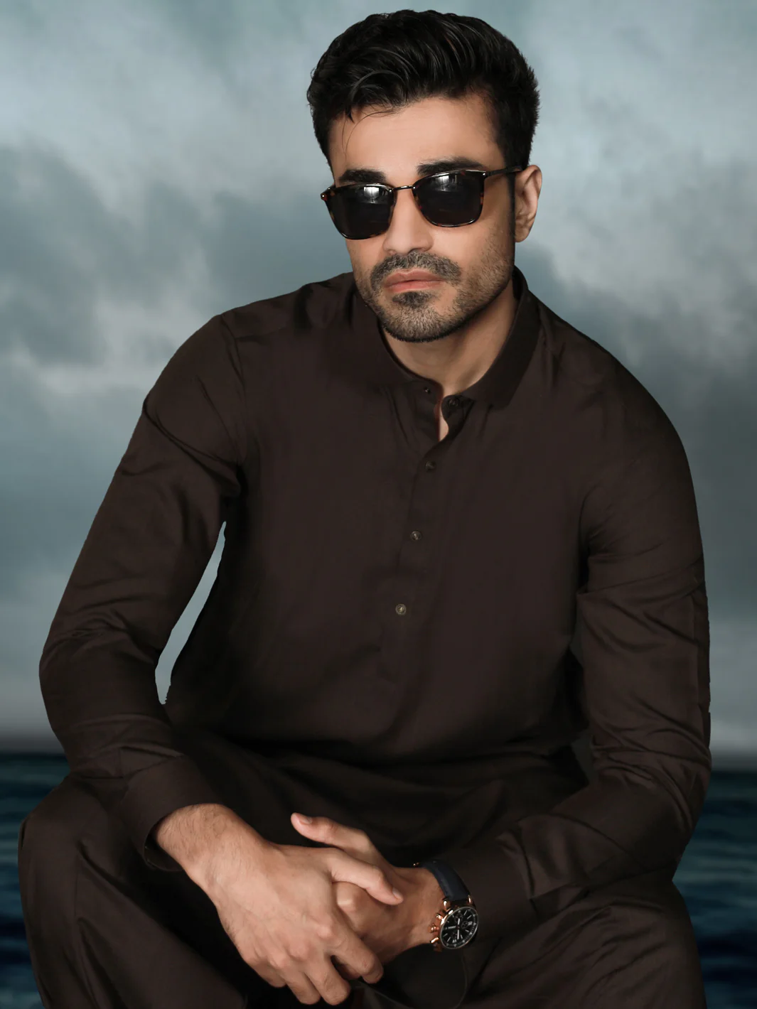 Dark Brown Blended Men Unstitched Fabric - AL-Nizam-22 - Image 2