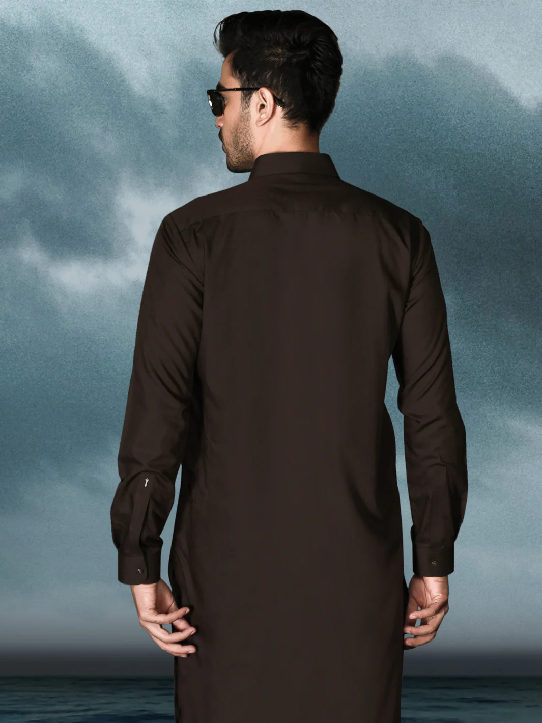 Dark Brown Blended Men Unstitched Fabric - AL-Nizam-22 - Image 3