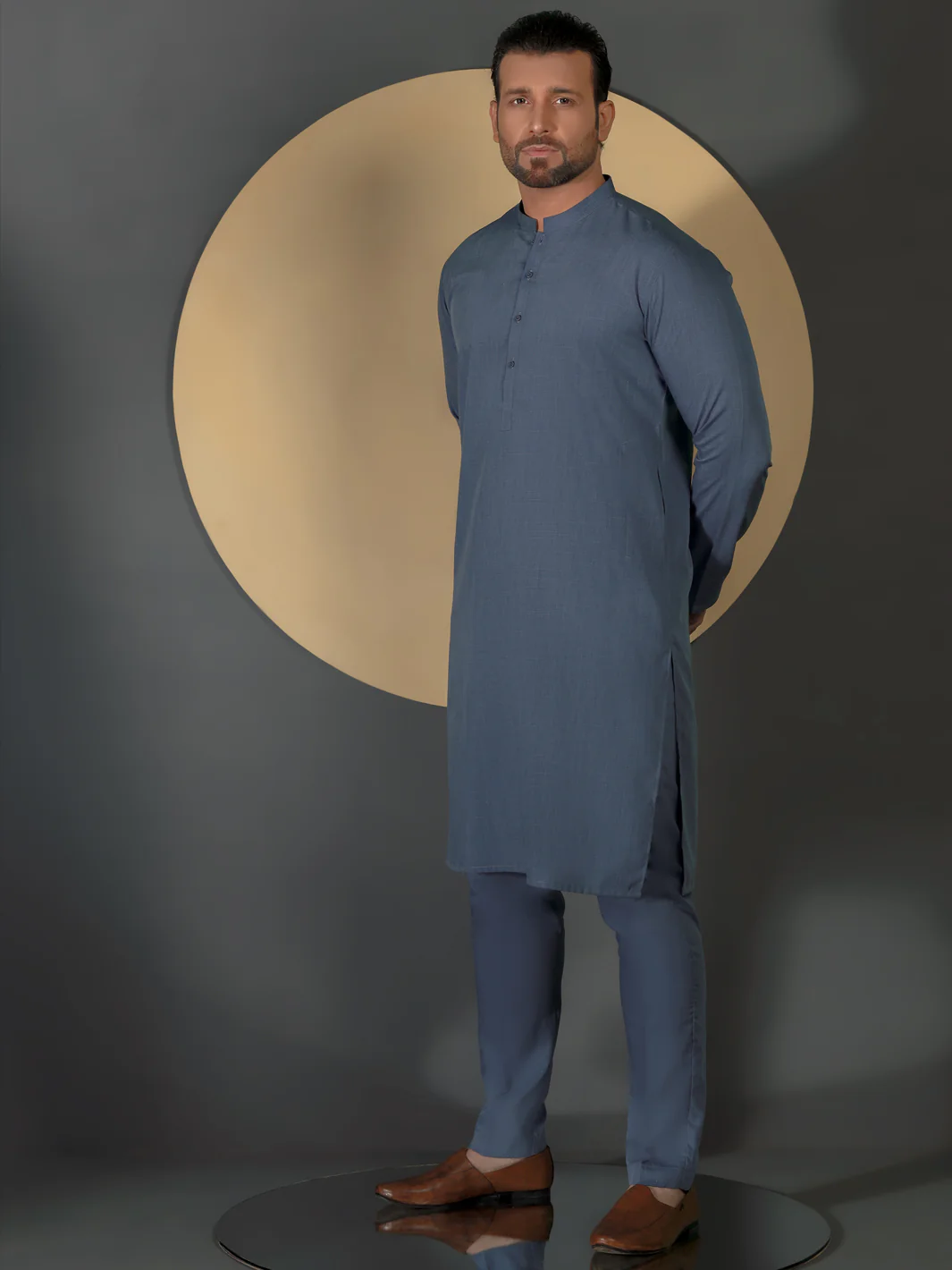 Indigo Blended Men Unstitched Fabric - AL-Nizam-22 - Image 2