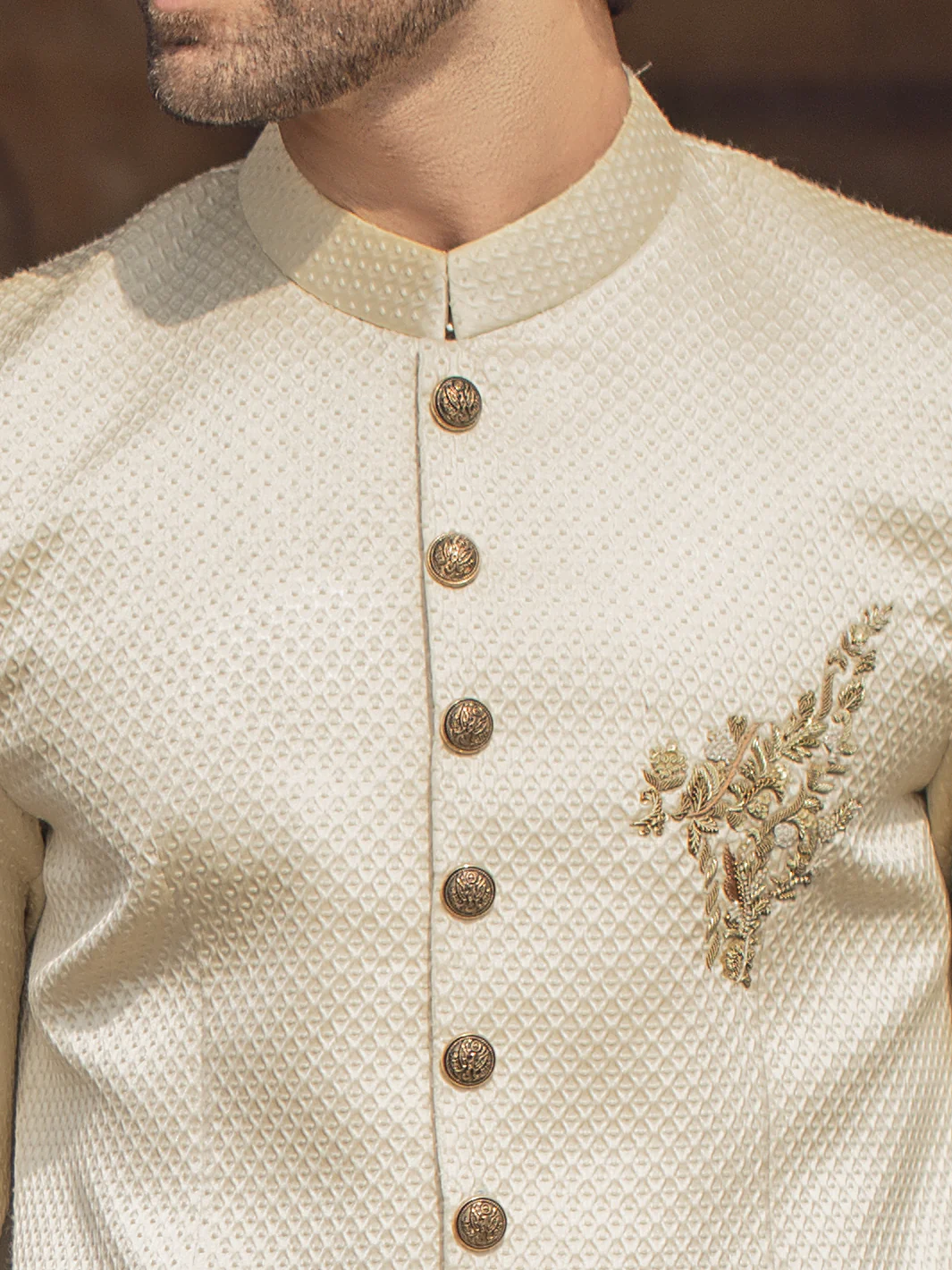 Cream Blended Fabric Prince Coat - AL-PCS-024 - Image 2