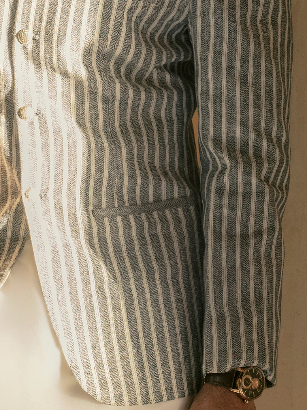 Grey Linen Prince Coat - AL-PCS-043 - Image 5