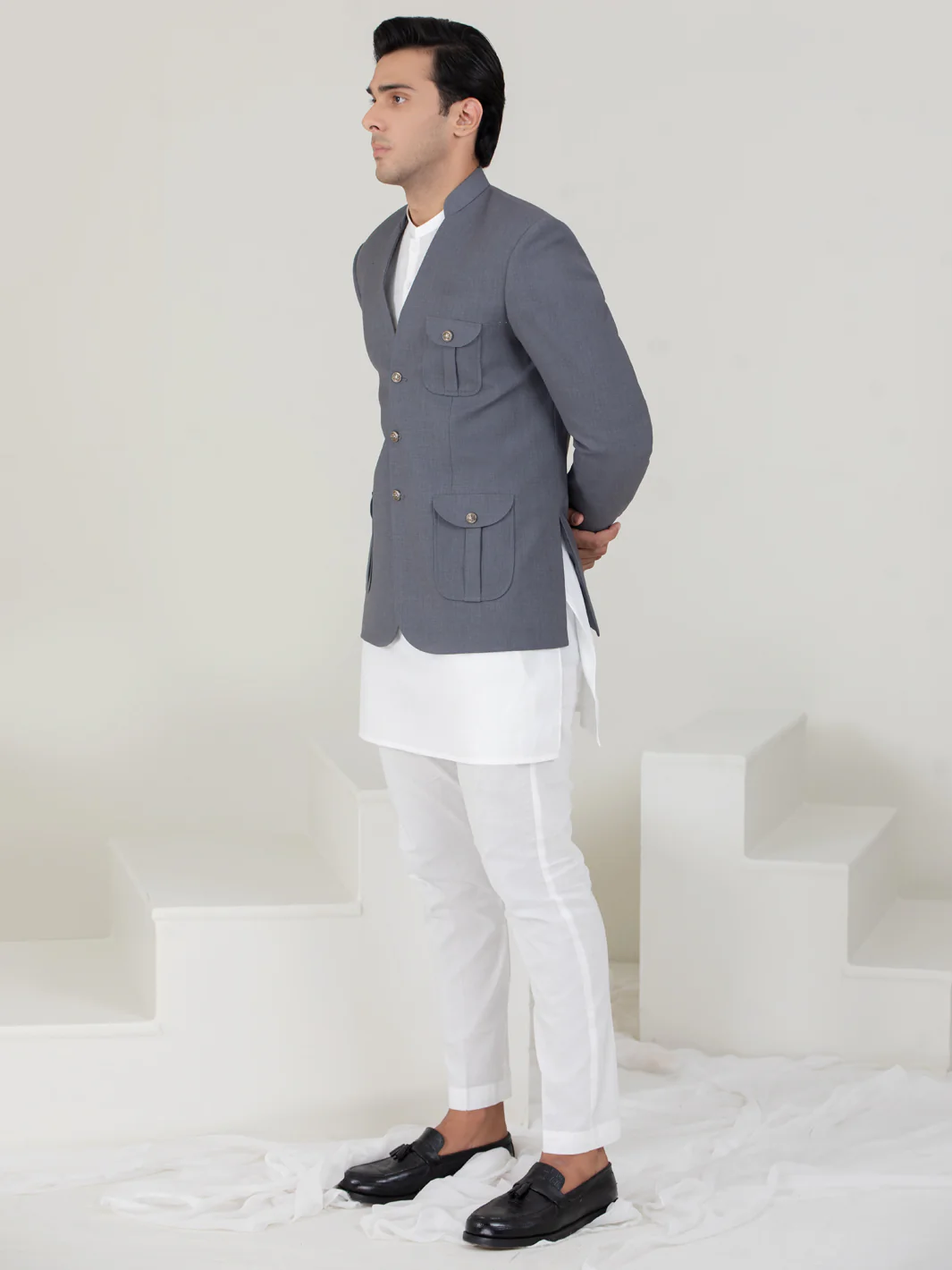 Light Grey Blended Prince Coat - AL-PCS-055 - Image 2