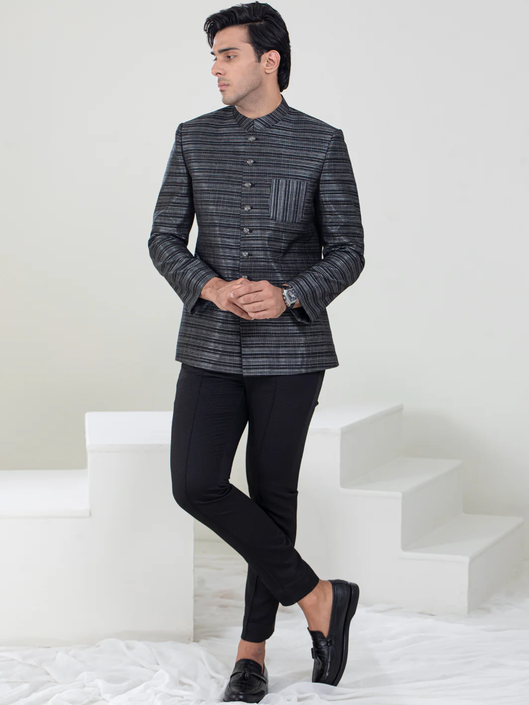 Black Blended Prince Coat - AL-PCS-057 - Image 4