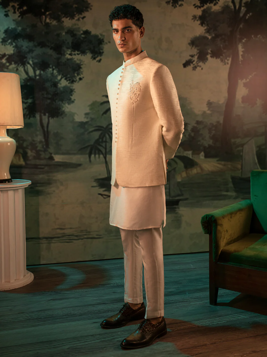 Off White Blended Prince Coat - AL-PCS-060 - Image 3