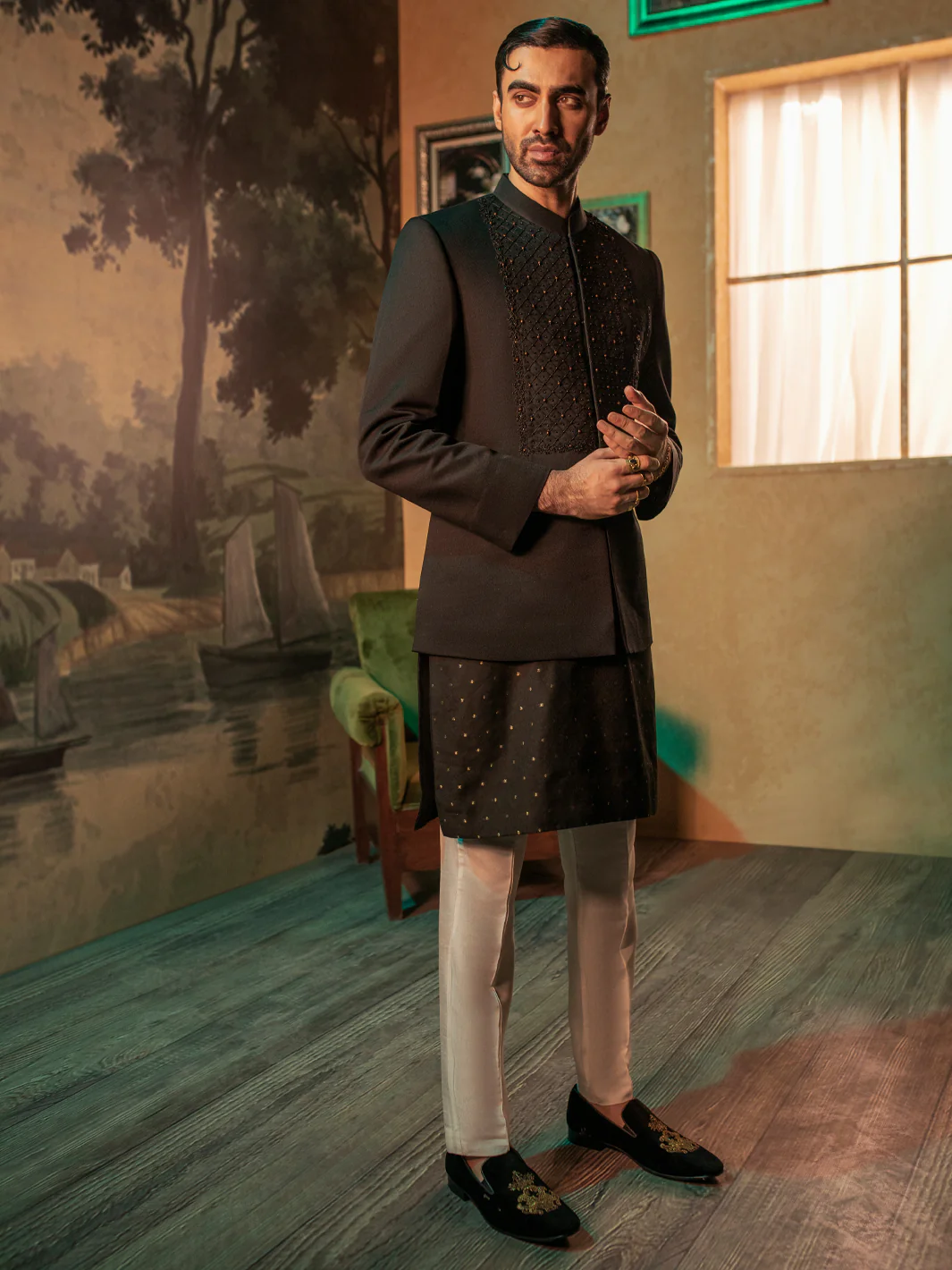 Black Blended Prince Coat - AL-PCS-062 - Image 3