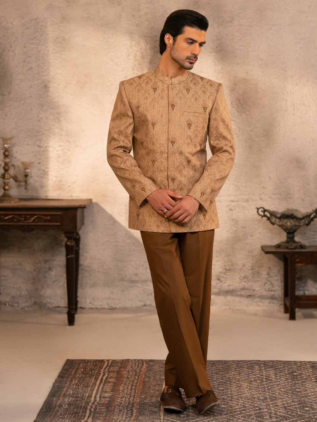 Fawn Embroidered Prince Coat - AL-PCS-068 - Image 6