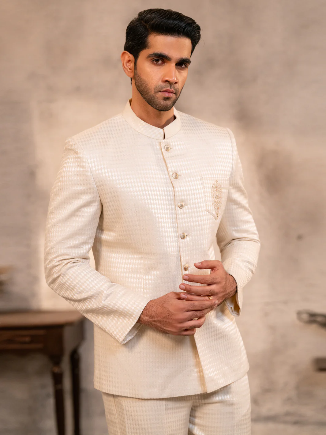 Off White Prince Coat - AL-PCS-069 - Image 2