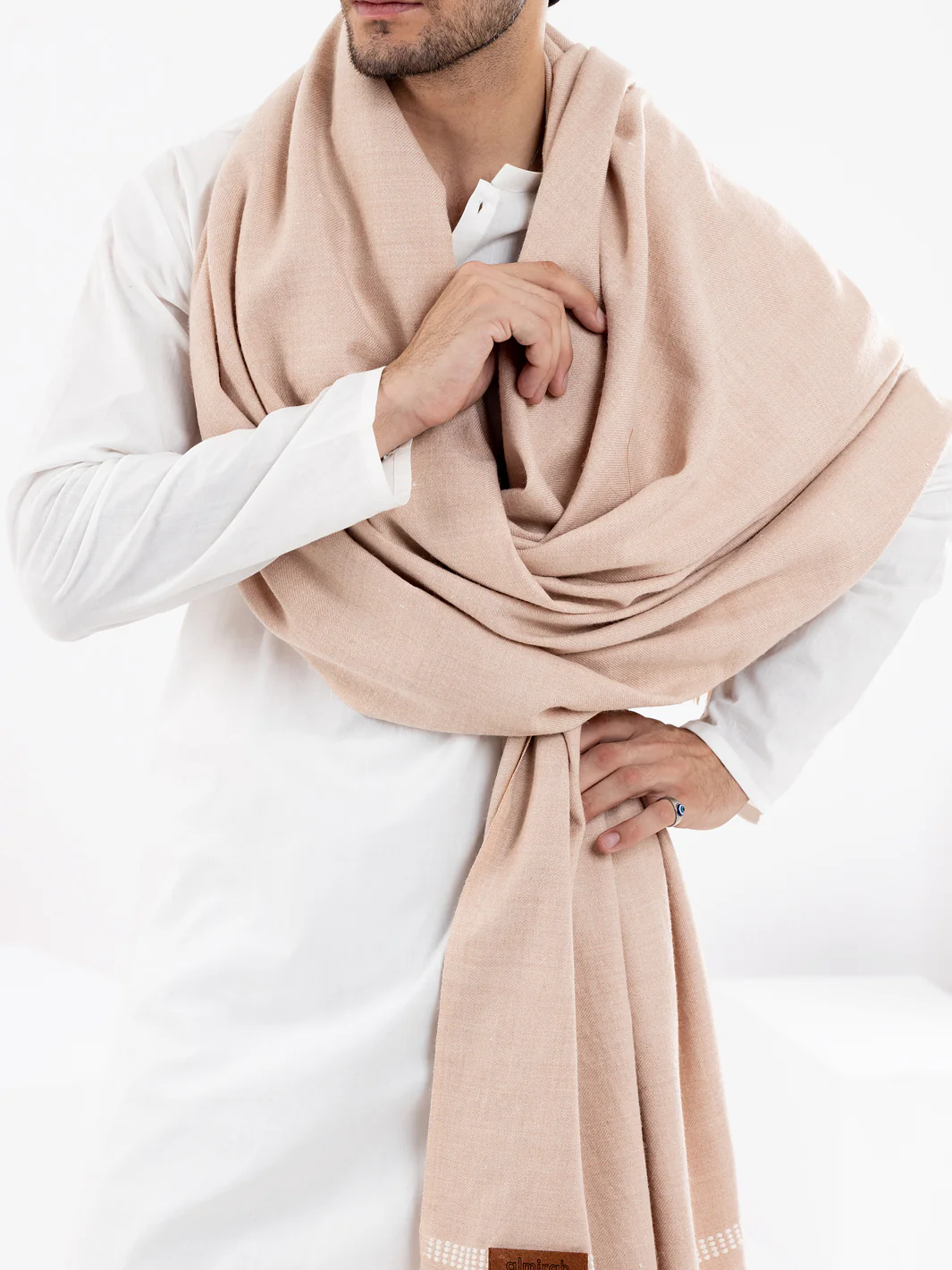 Light Pink Woolen Shawl For Men - AL-SH-011 - Image 3