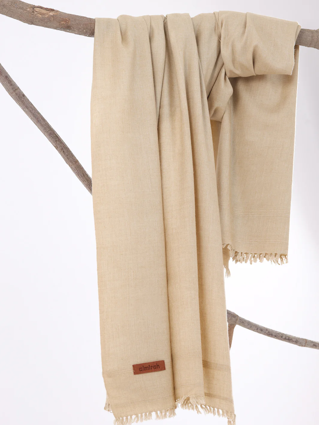 Beige Blended Shawl For Men - AL-SH-015 - Image 2