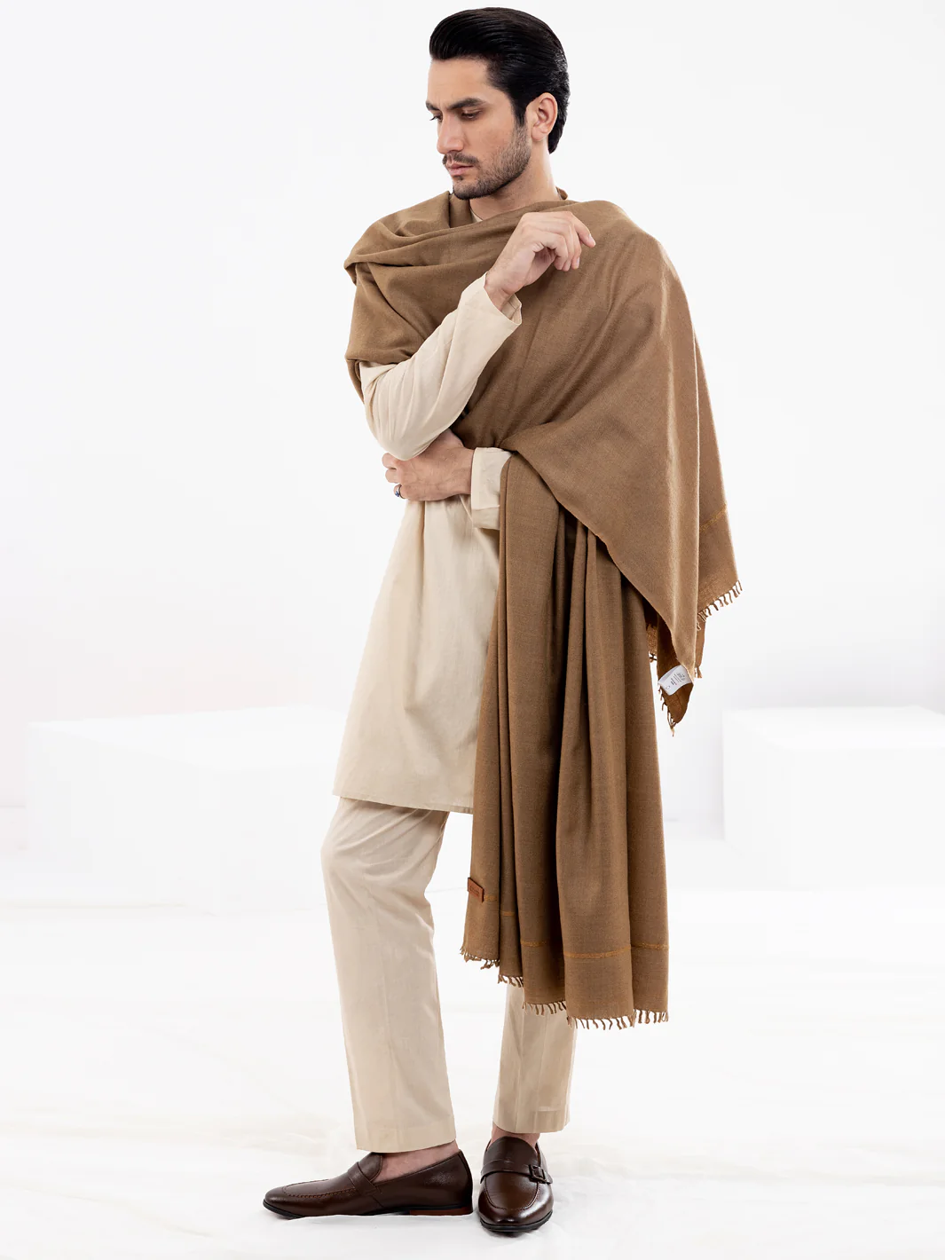 Brown Blended Shawl For Men - AL-SH-018