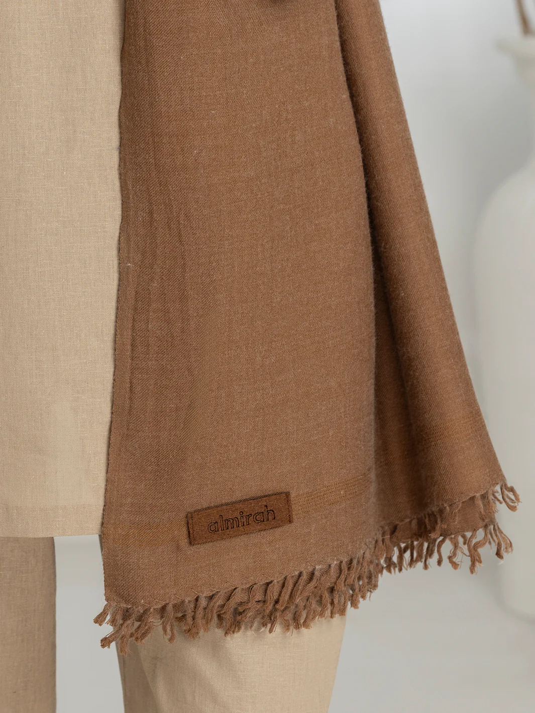 Light Brown Blended Shawl - AL-SH-025 - Image 3