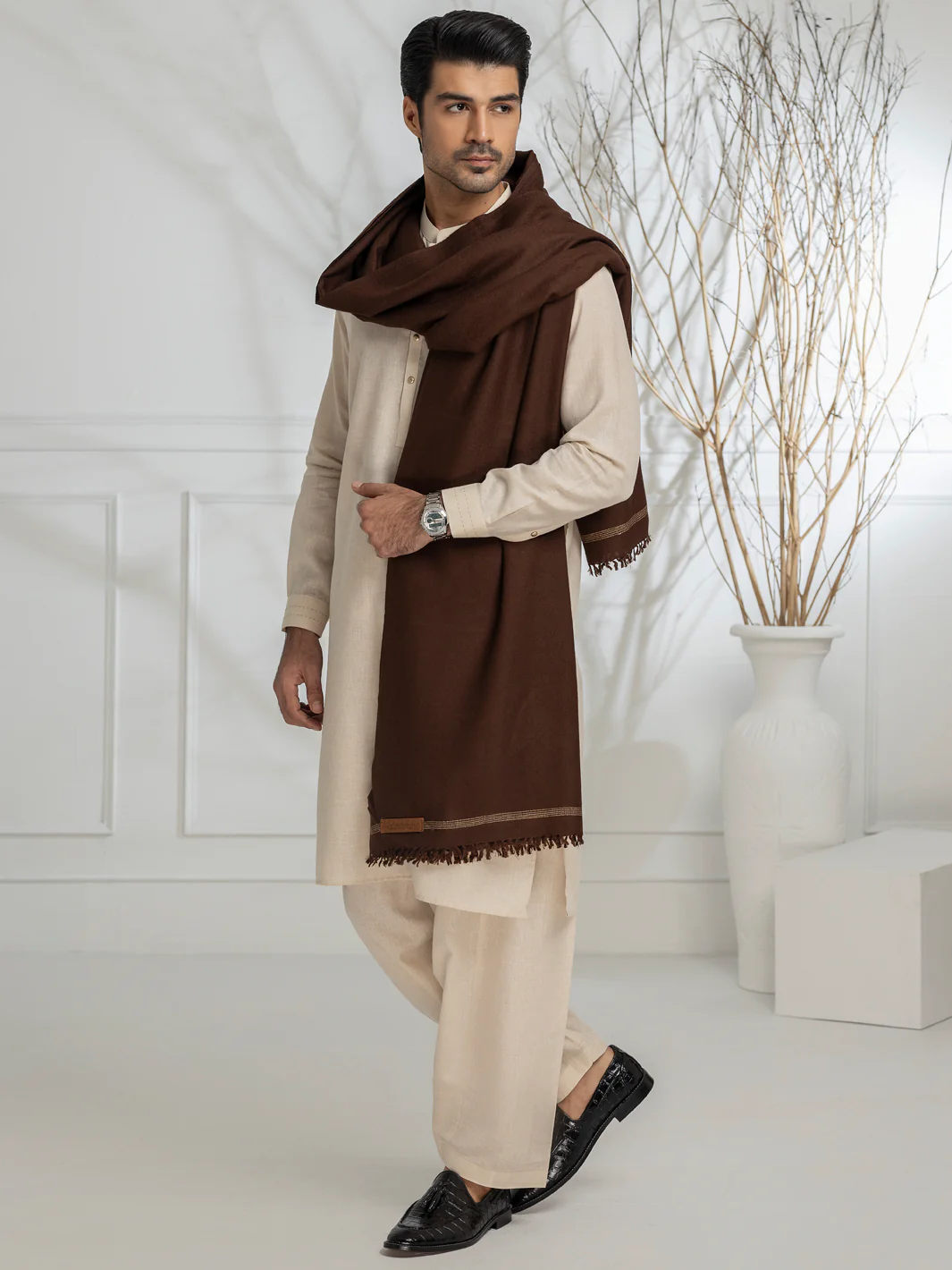 Dark Brown Blended Shawl - AL-SH-026 - Image 2