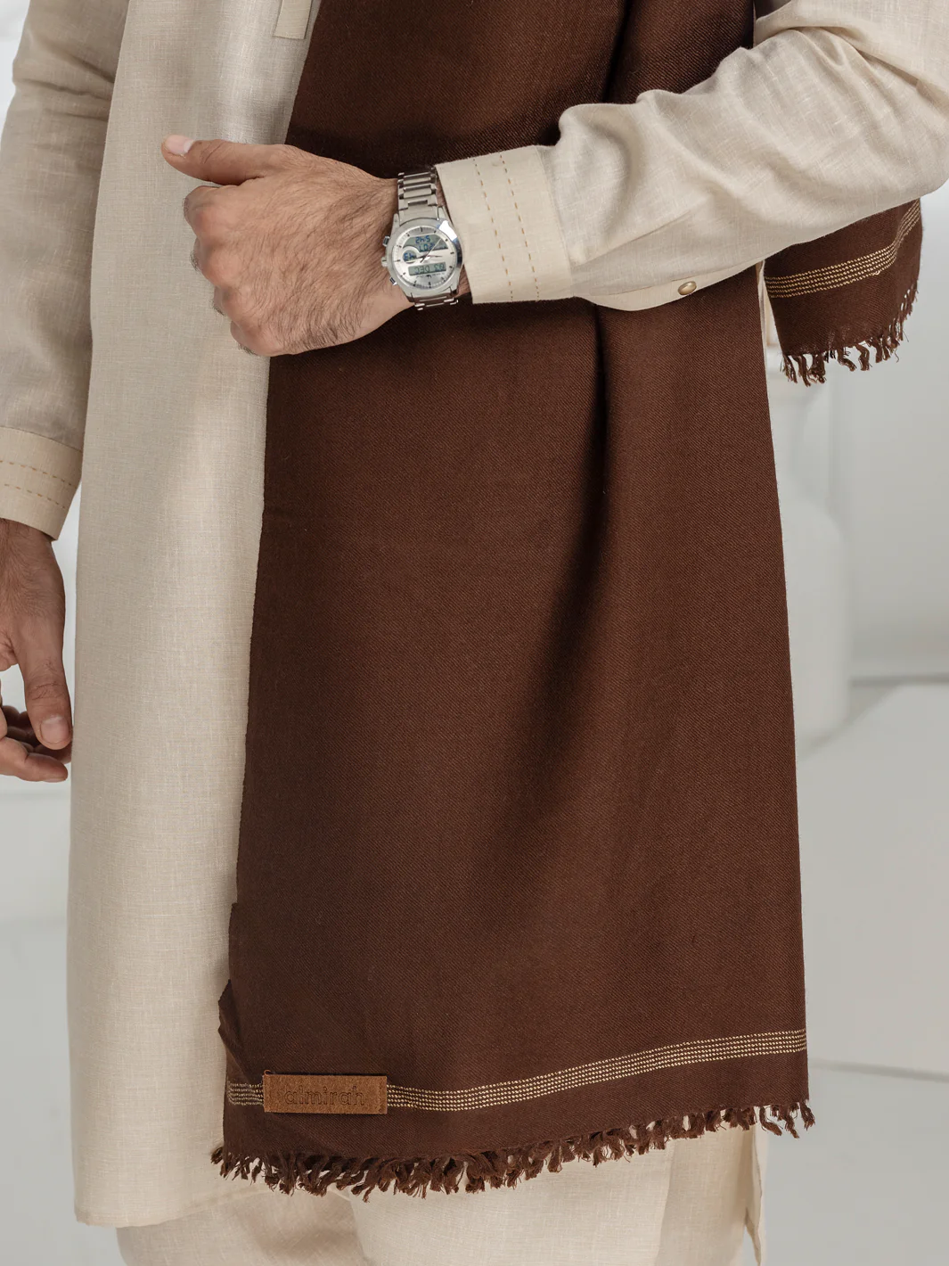 Dark Brown Blended Shawl - AL-SH-026 - Image 4