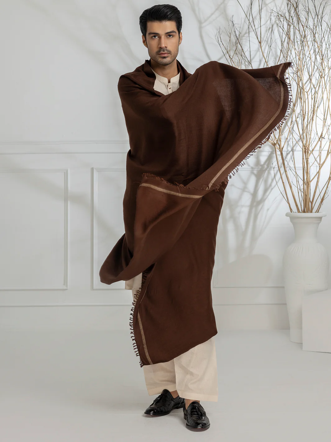 Dark Brown Blended Shawl - AL-SH-026 - Image 5