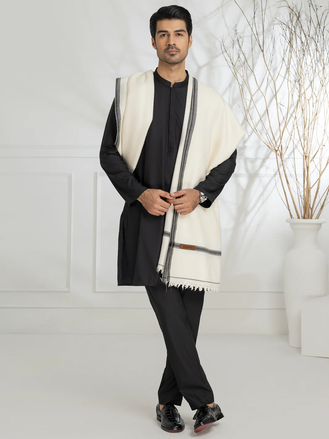 Cream Blended Shawl - AL-SH-031 - Image 2