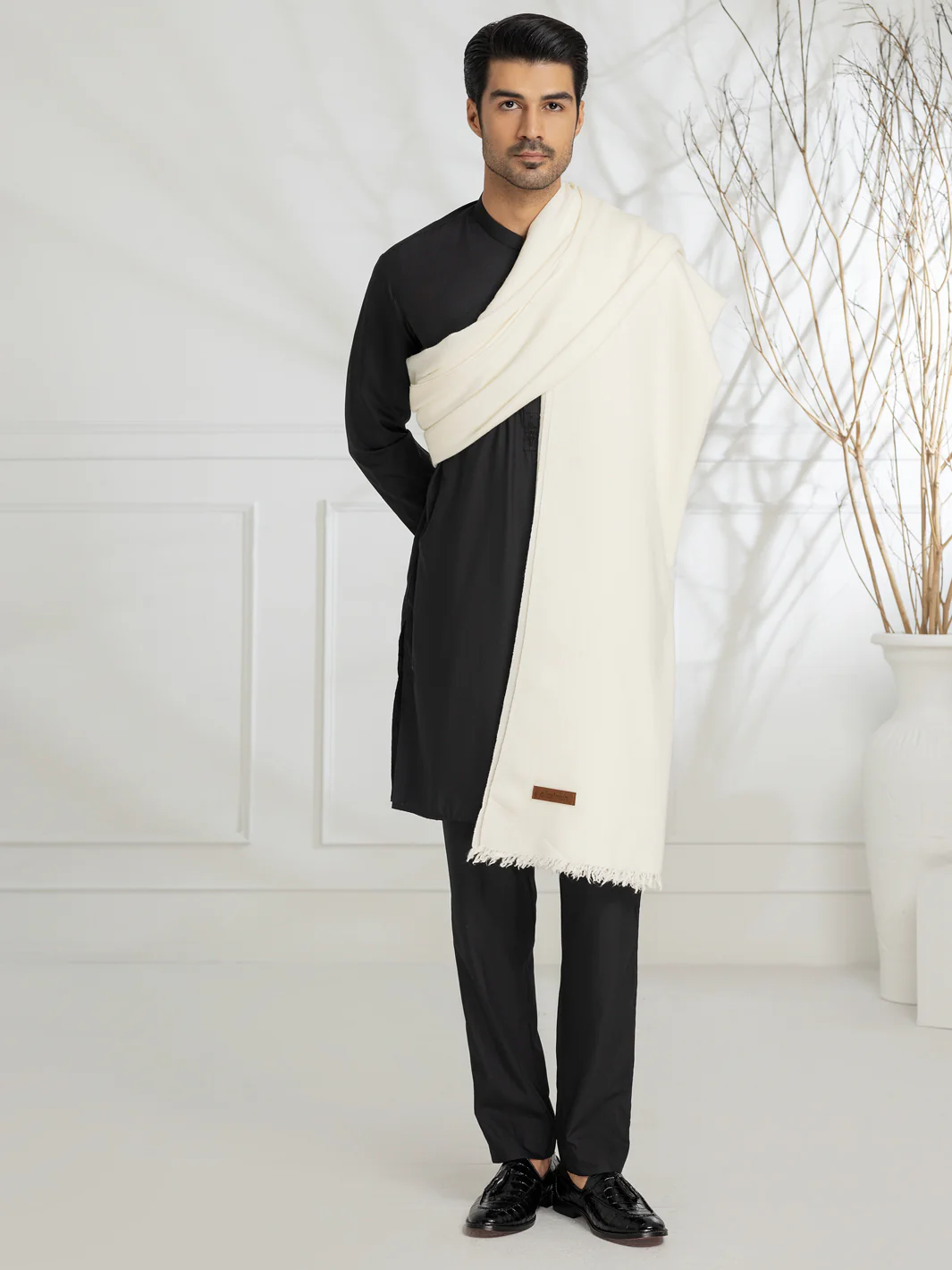 Cream Blended Shawl - AL-SH-032 - Image 2