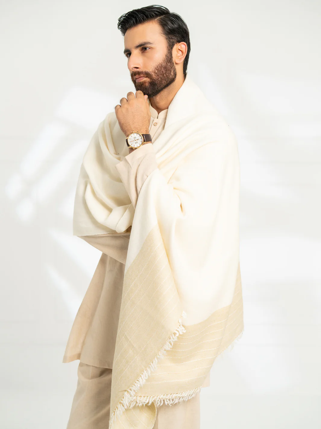 Off White Casual Shawl - AL-SH-036 - Image 2