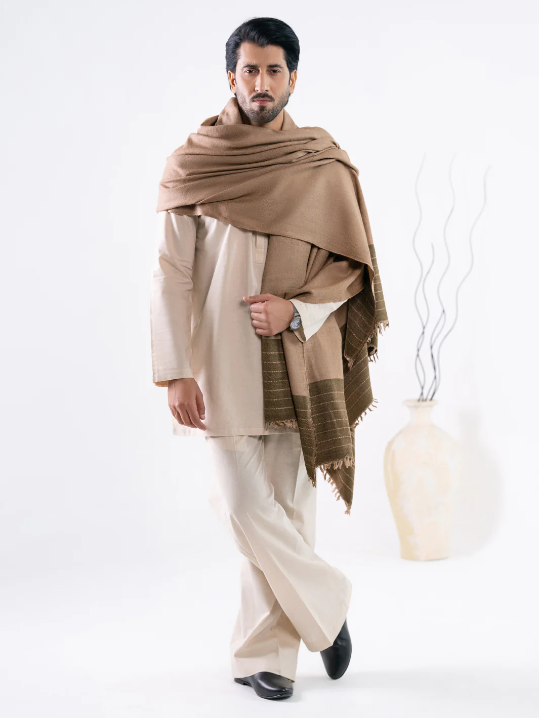 Brown Casual Shawl - AL-SH-038 - Image 3