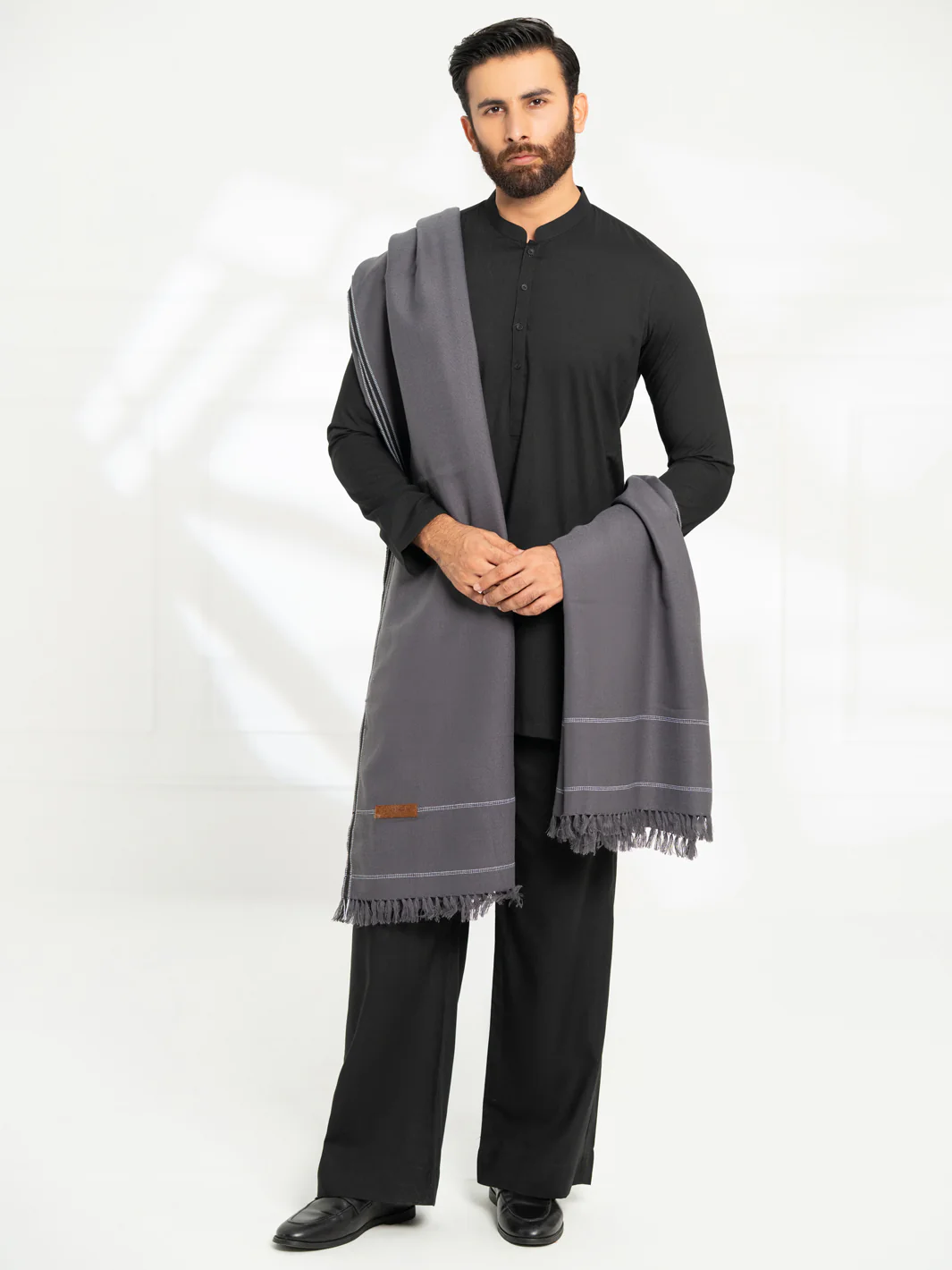 Charcoal Grey Casual Shawl - AL-SH-043