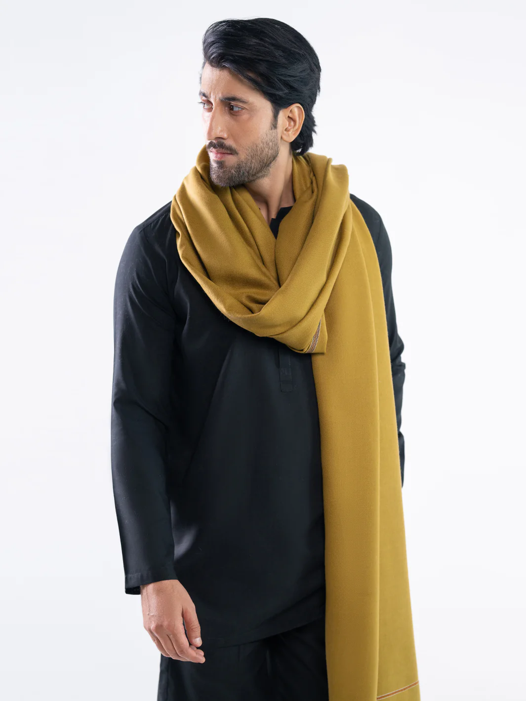 Olive Green Casual Shawl - AL-SH-046 - Image 2