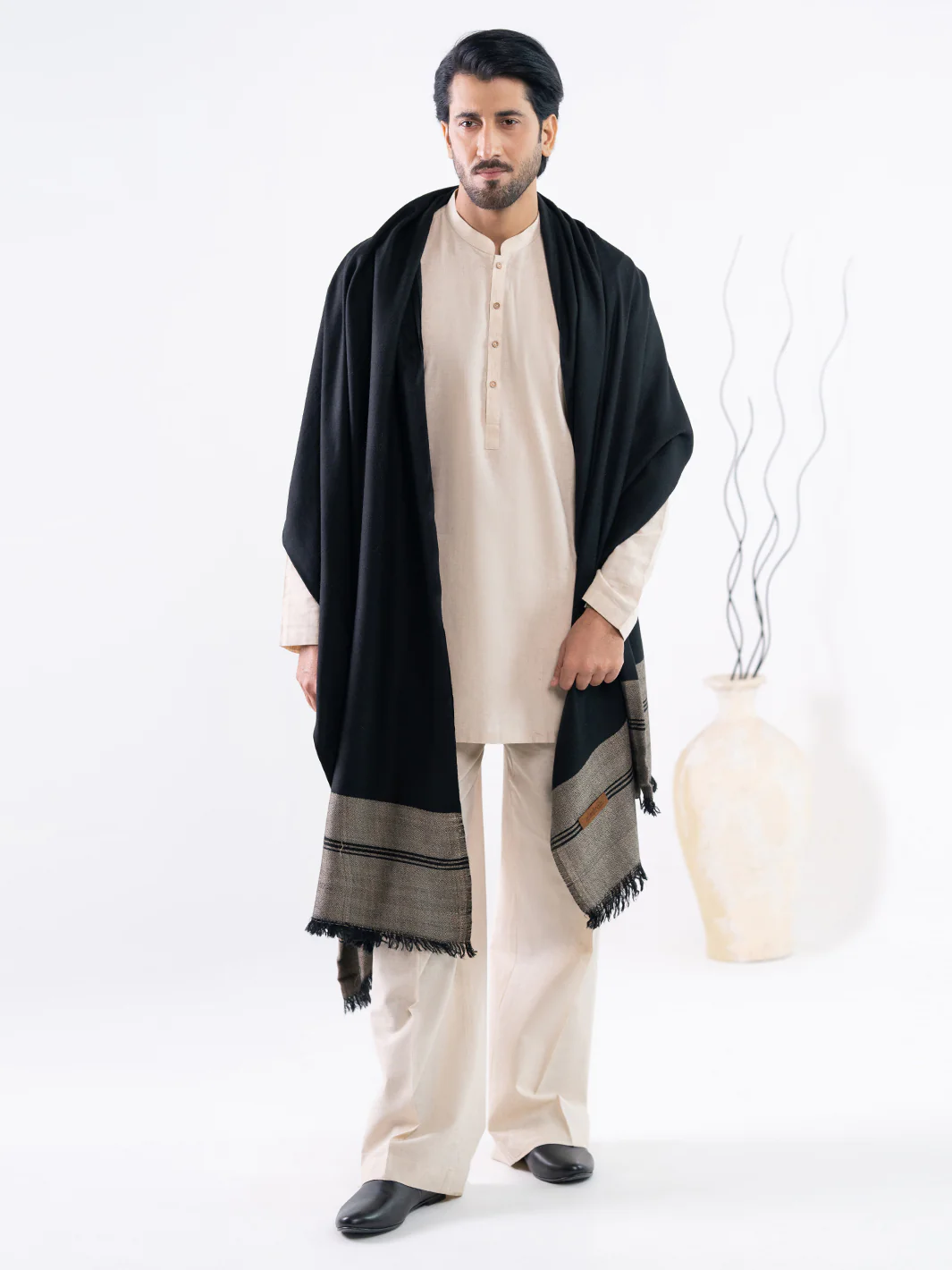 Black Casual Shawl - AL-SH-048
