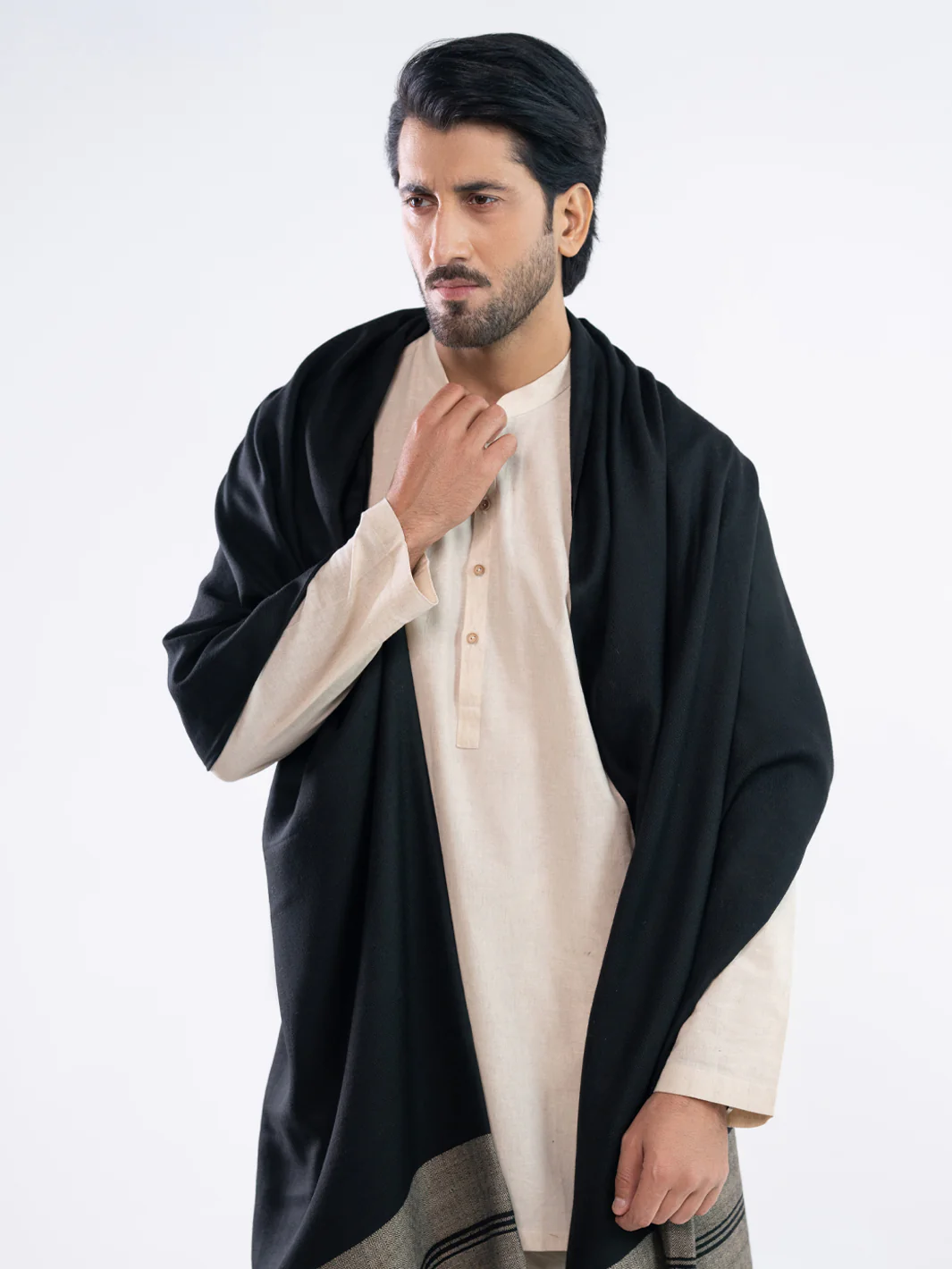 Black Casual Shawl - AL-SH-048 - Image 2