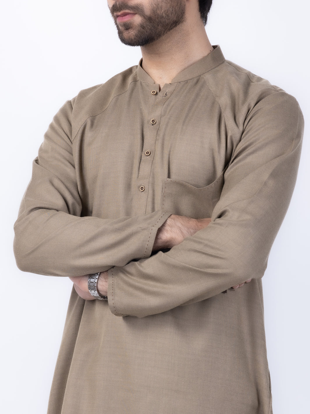 Beige Blended Formal Kurta - AL-SK-010 - Image 4