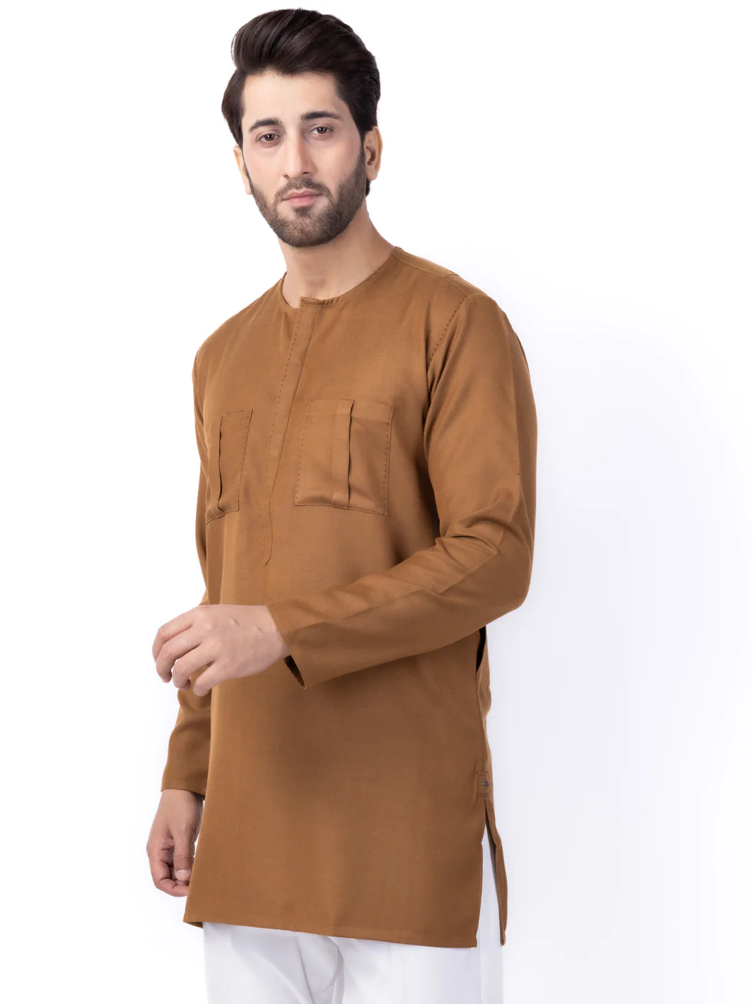 Brown Blended Formal Kurta - AL-SK-011 - Image 2