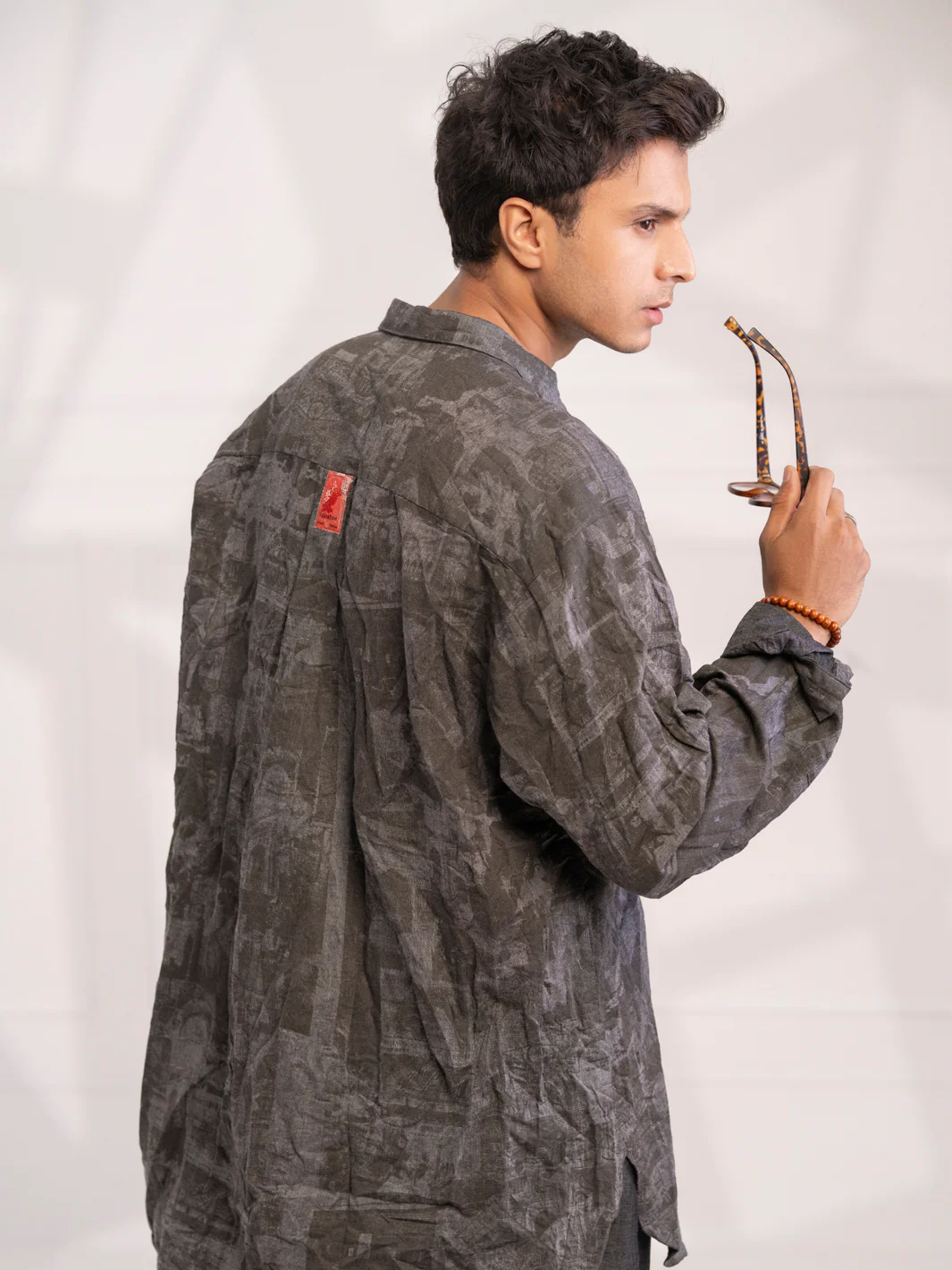 Grey Cotton Short Kurta - AL-SK-020B - Image 2