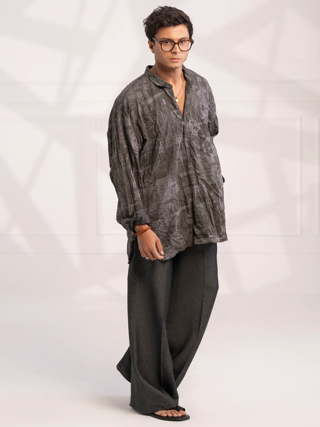 Grey Cotton Short Kurta - AL-SK-020B - Image 3