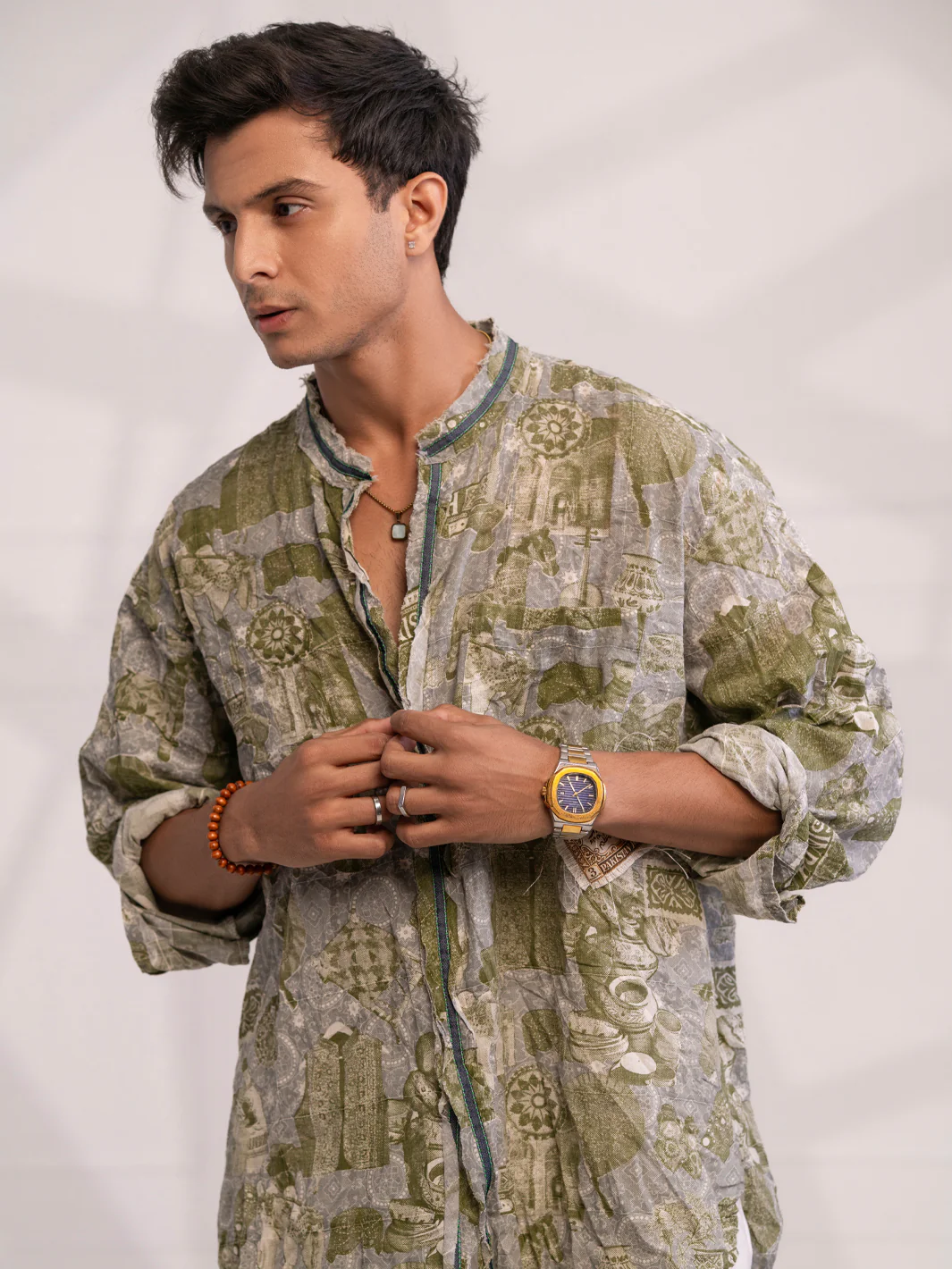 Green Cotton Short Kurta - AL-SK-021C - Image 4