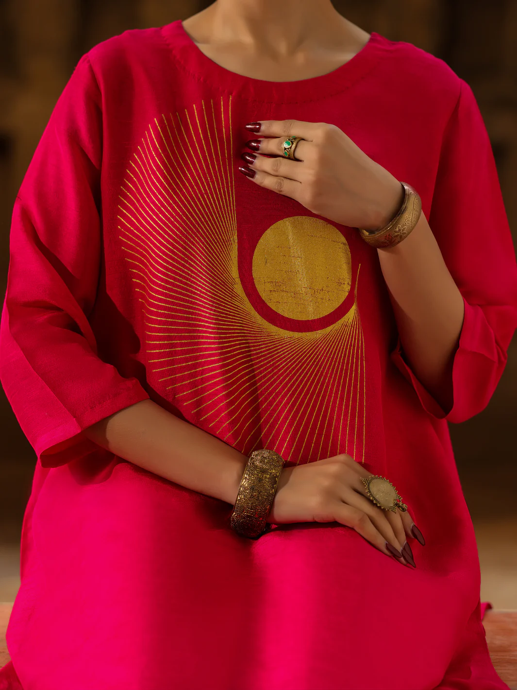 Fuchsia Raw Silk Formal 2Pc Stitched - AL-SS-LS-LKS-593 - Image 5