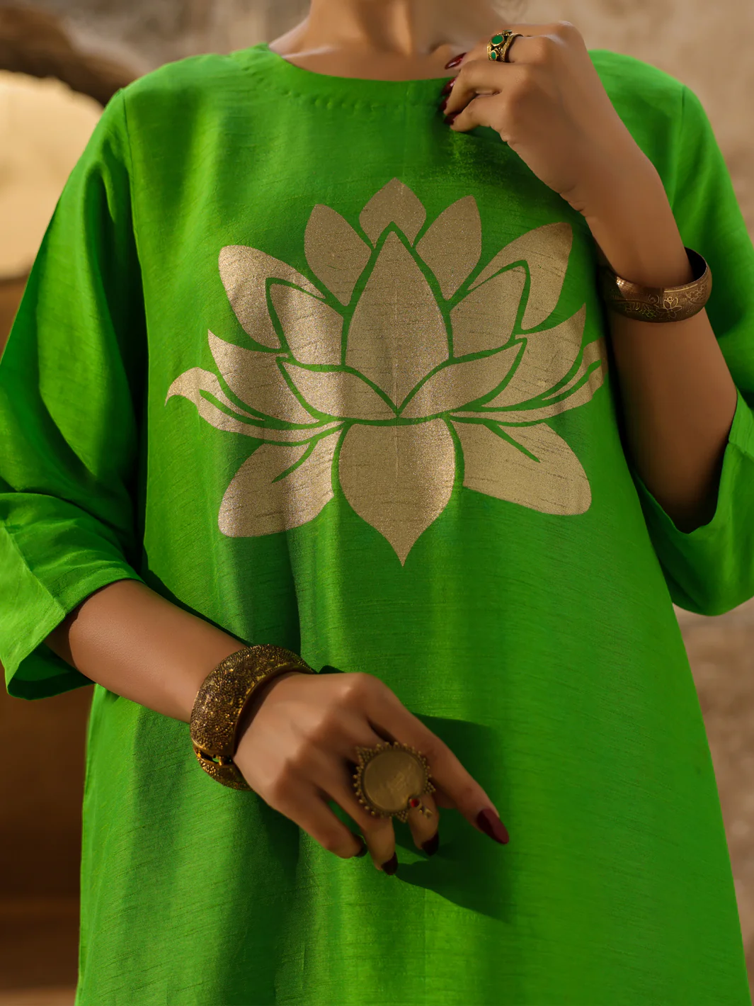 Neon Green Raw Silk Formal 2Pc Stitched - AL-SS-LS-LKS-616 - Image 2
