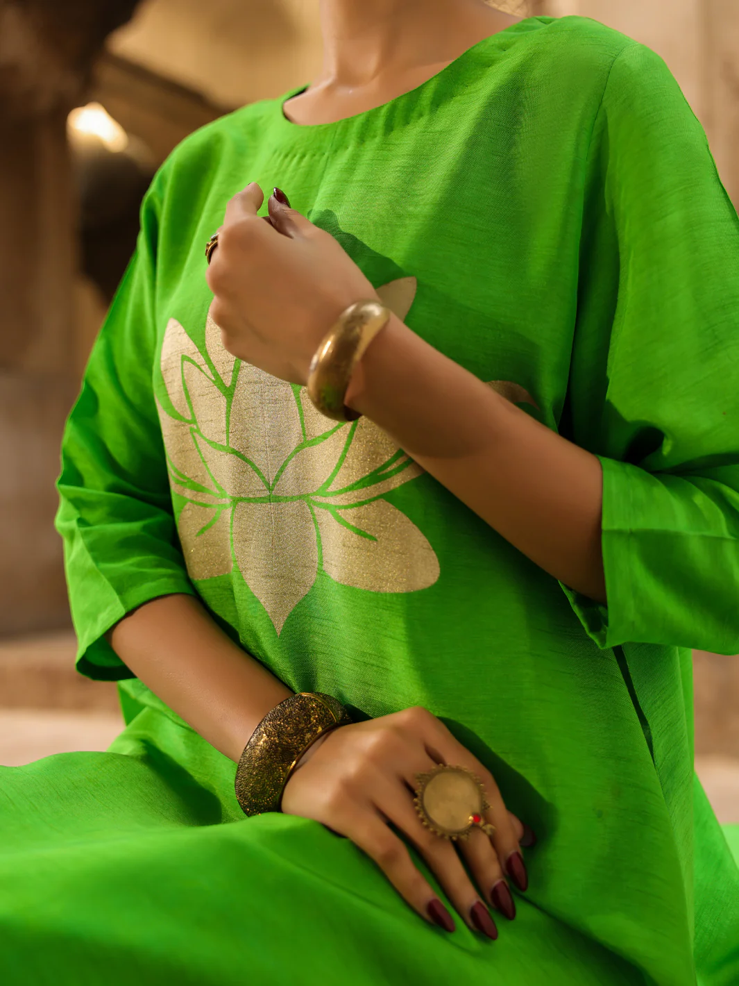 Neon Green Raw Silk Formal 2Pc Stitched - AL-SS-LS-LKS-616 - Image 4