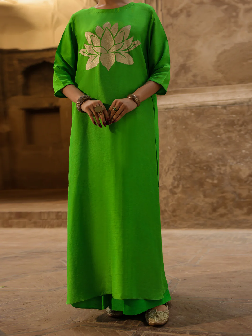 Neon Green Raw Silk Formal 2Pc Stitched - AL-SS-LS-LKS-616 - Image 5