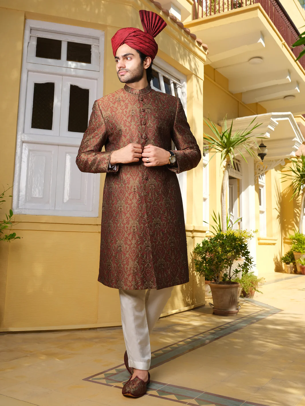 Maroon Men Sherwani - AL-SW-115