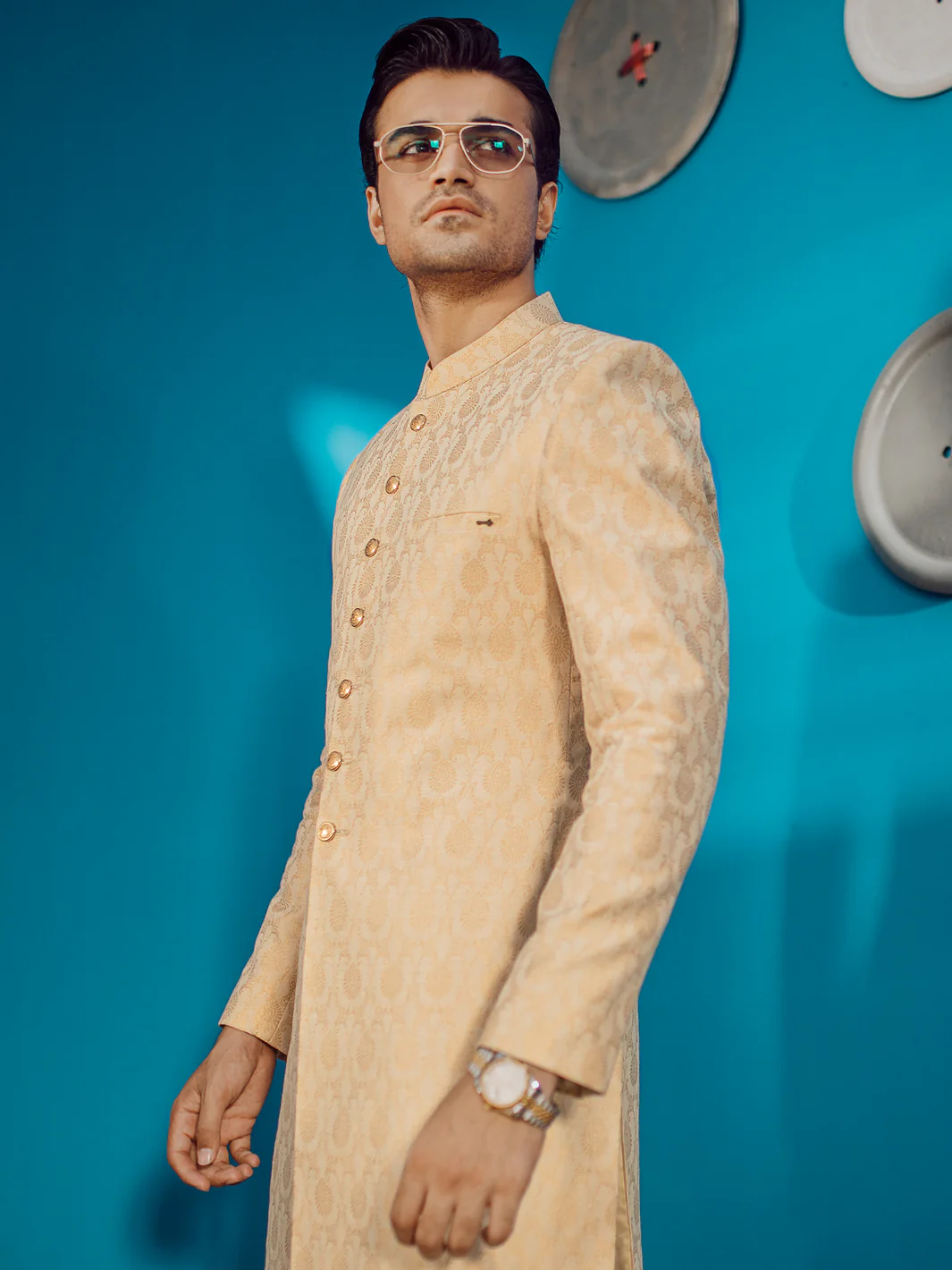 Beige Men Sherwani - AL-SW-121 - Image 4