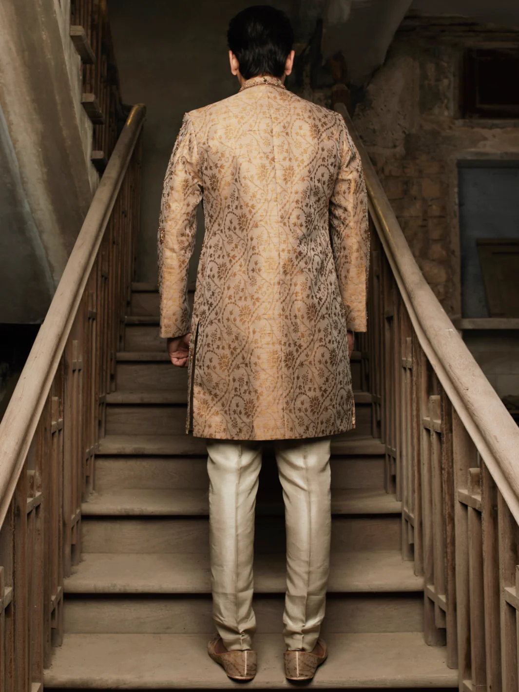 Beige Blended Sherwani - AL-SW-135 - Image 3