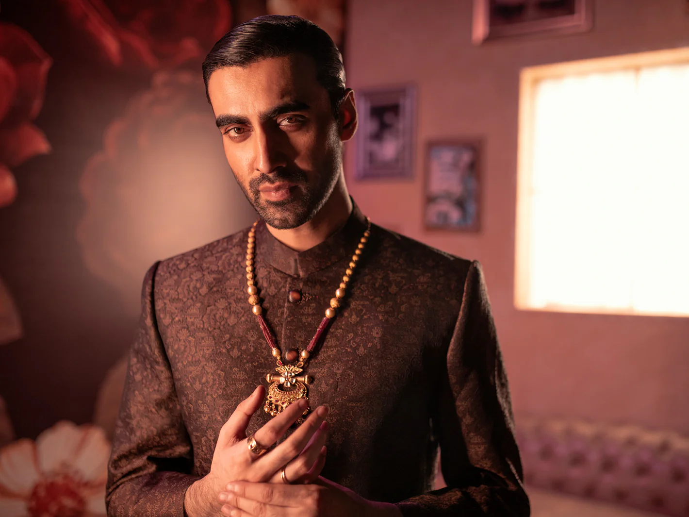Maroon Blended Sherwani - AL-SW-144 - Image 5