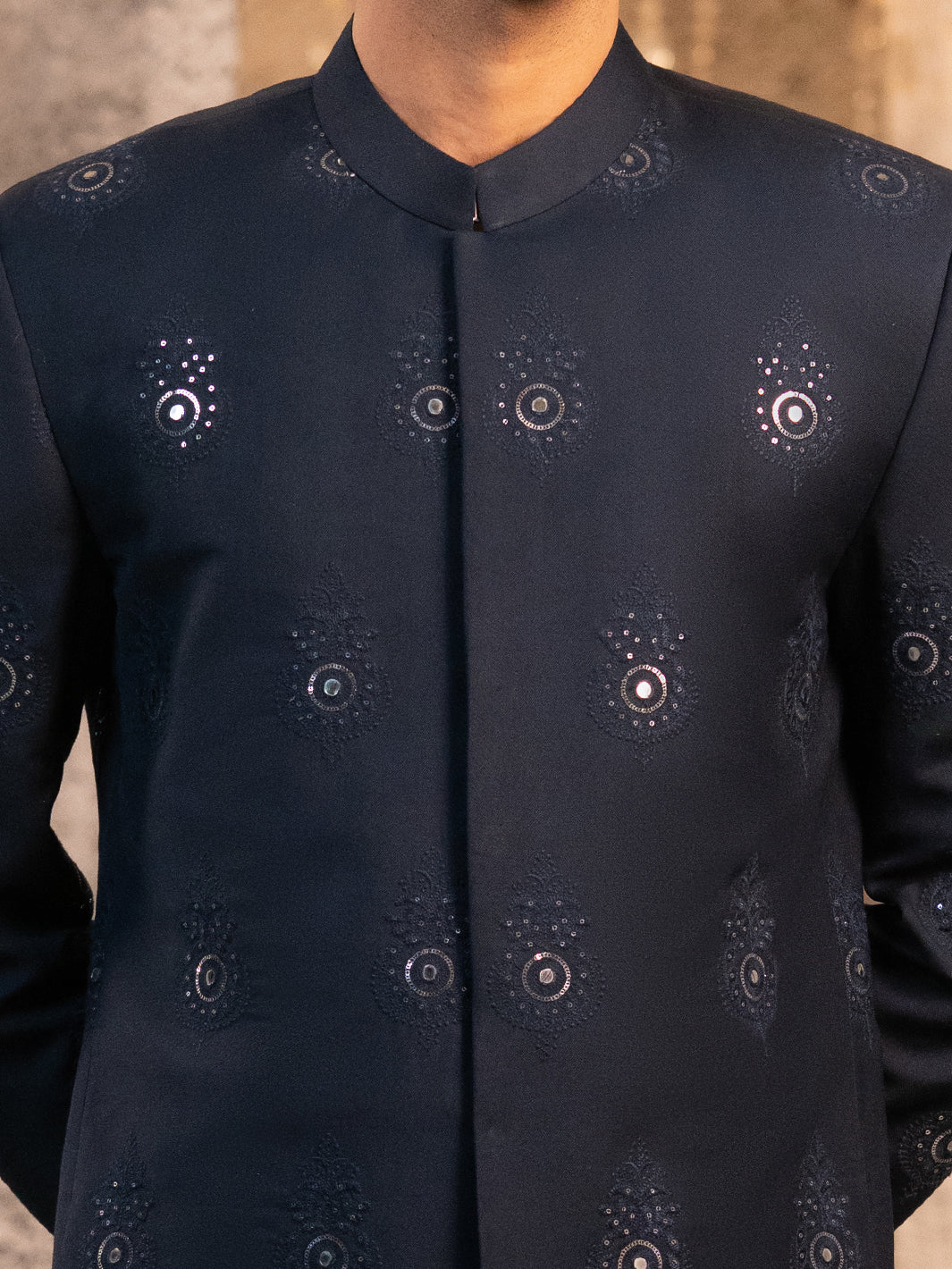 Navy Blue Formal Sherwani - AL-SW-155 - Image 5