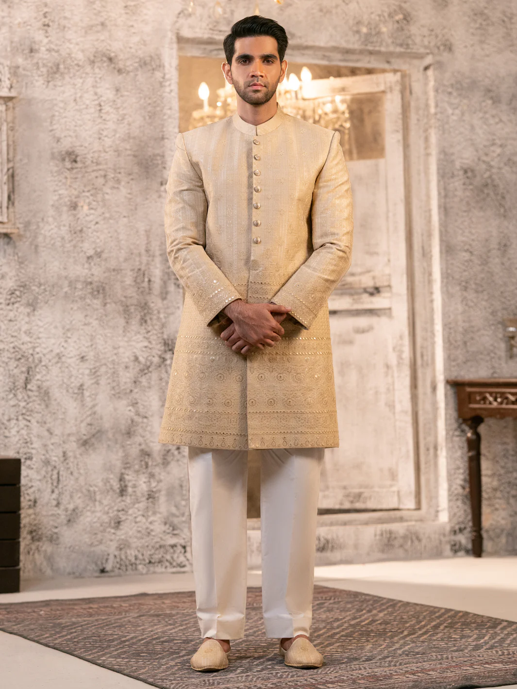 Beige Formal Sherwani - AL-SW-156 - Image 3