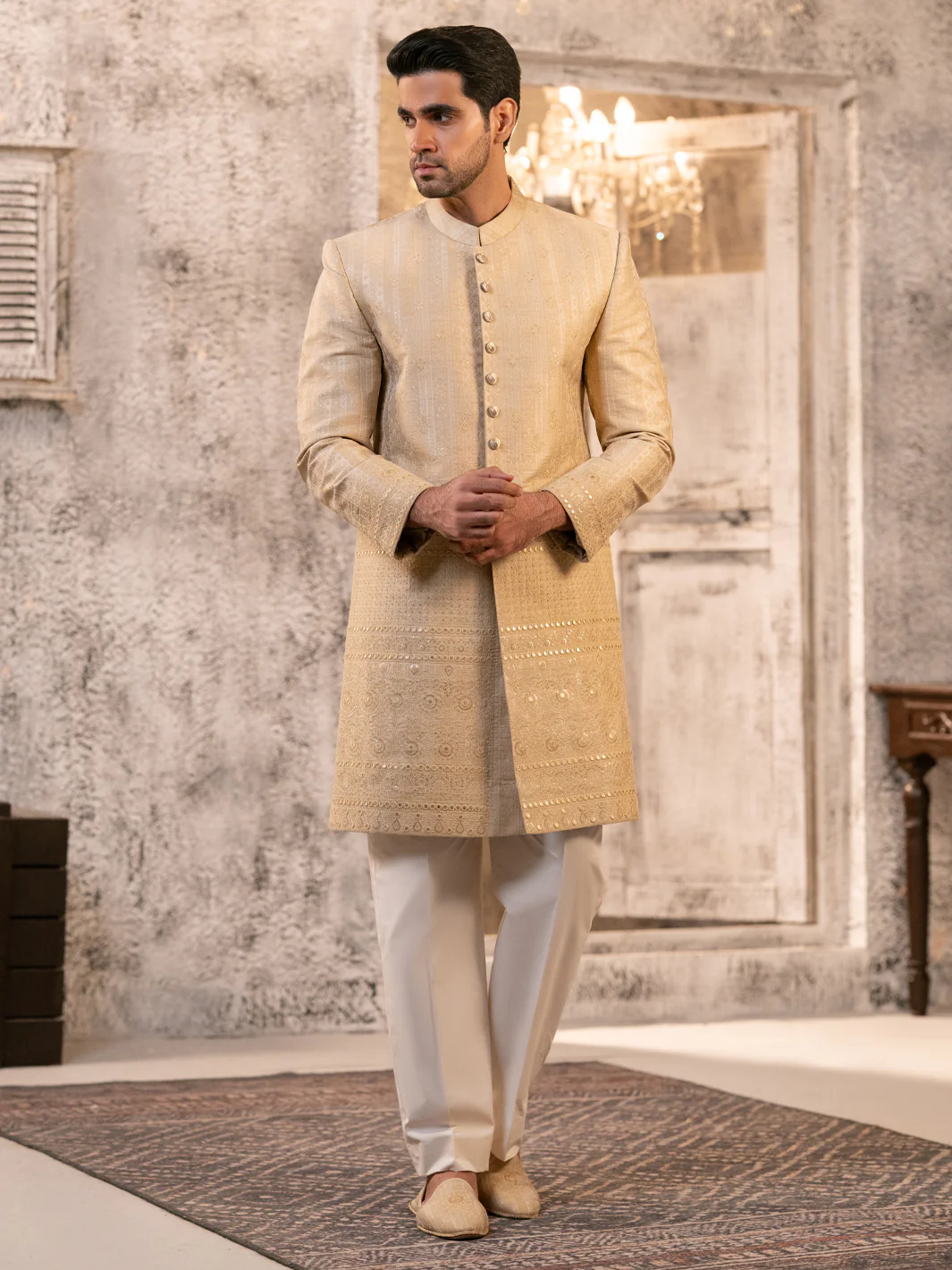 Beige Formal Sherwani - AL-SW-156 - Image 5
