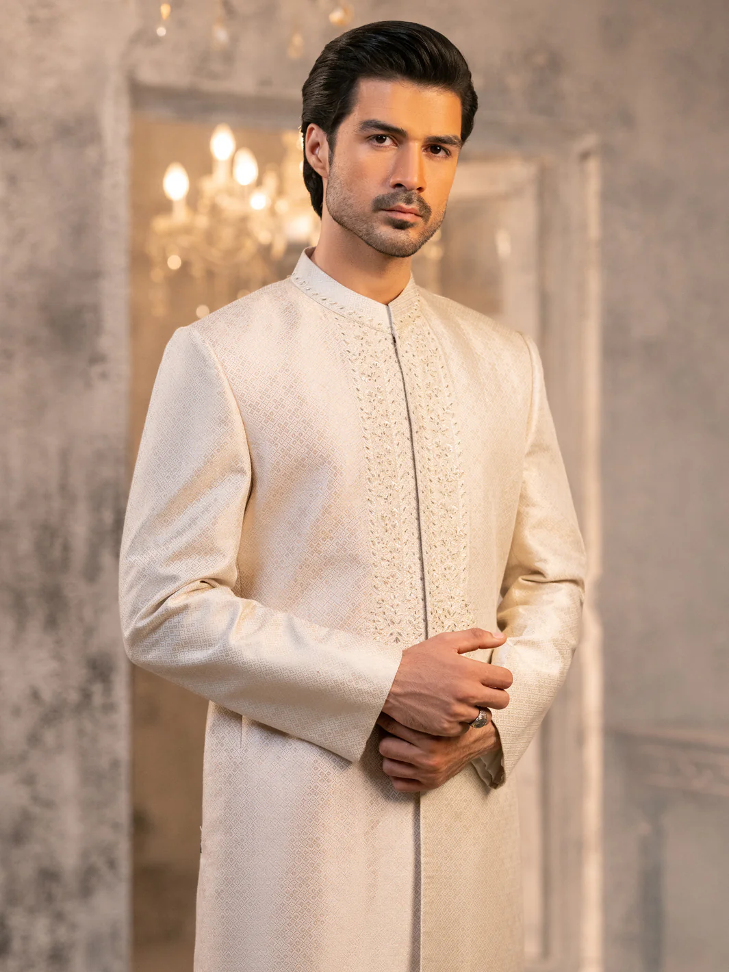 Off White Formal Sherwani - AL-SW-158 - Image 2