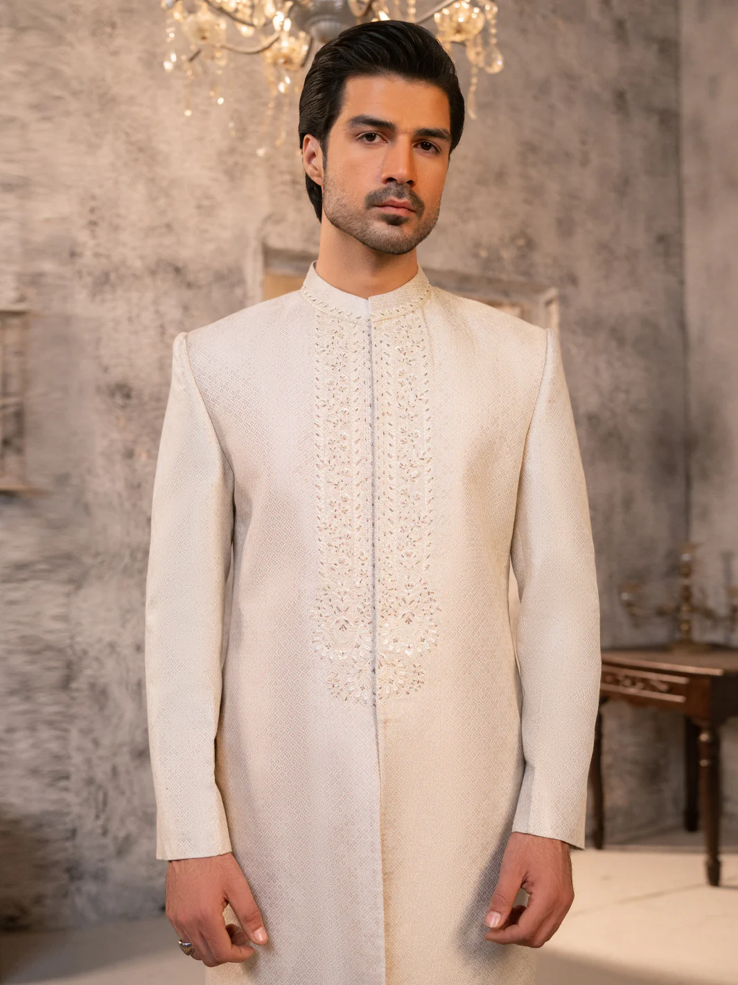 Off White Formal Sherwani - AL-SW-158 - Image 4