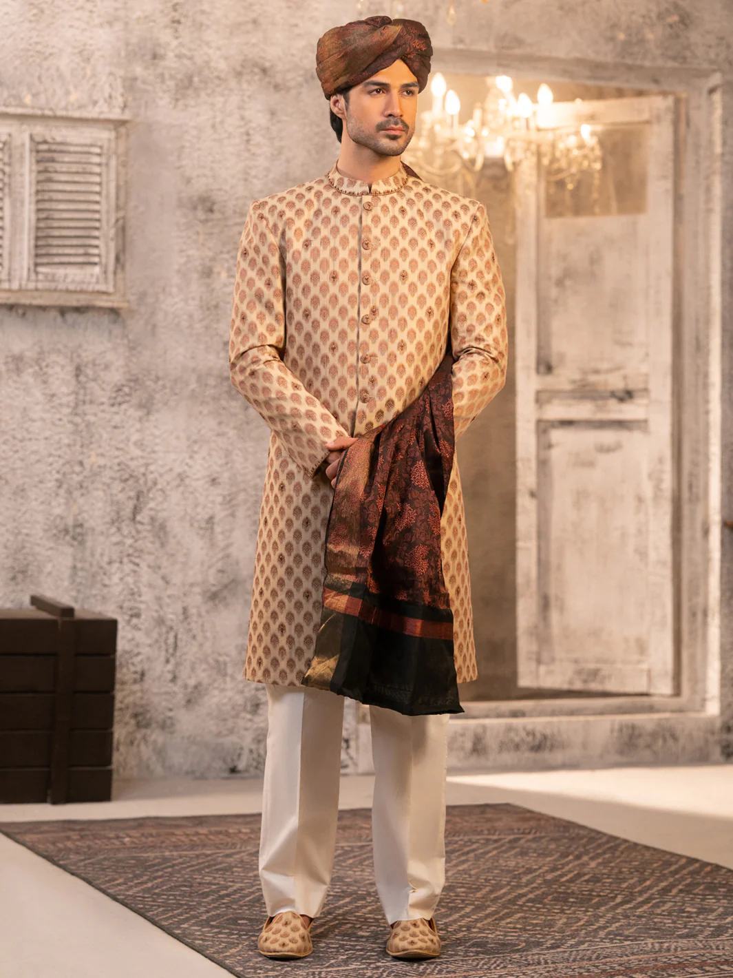 Beige Formal Sherwani - AL-SW-160 - Image 3