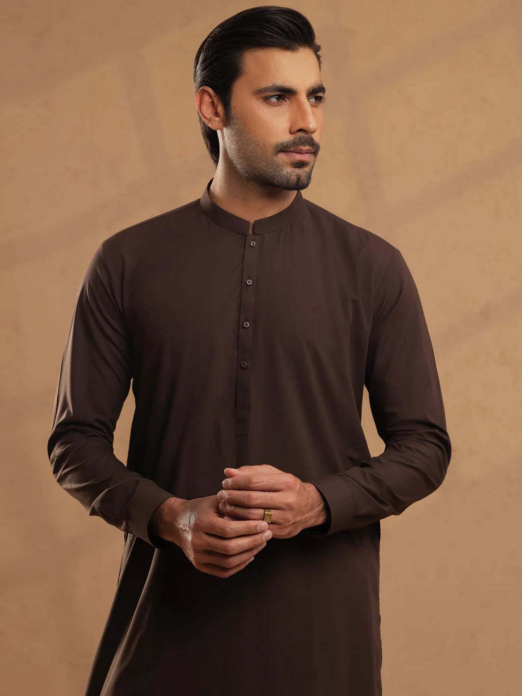 Dark Brown Blended Unstitched Fabric - AL-UN-JHR-6151 - Image 2