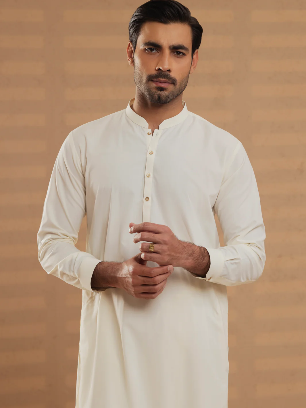 Off White Blended Unstitched Fabric - AL-UN-JHR-6151 - Image 2