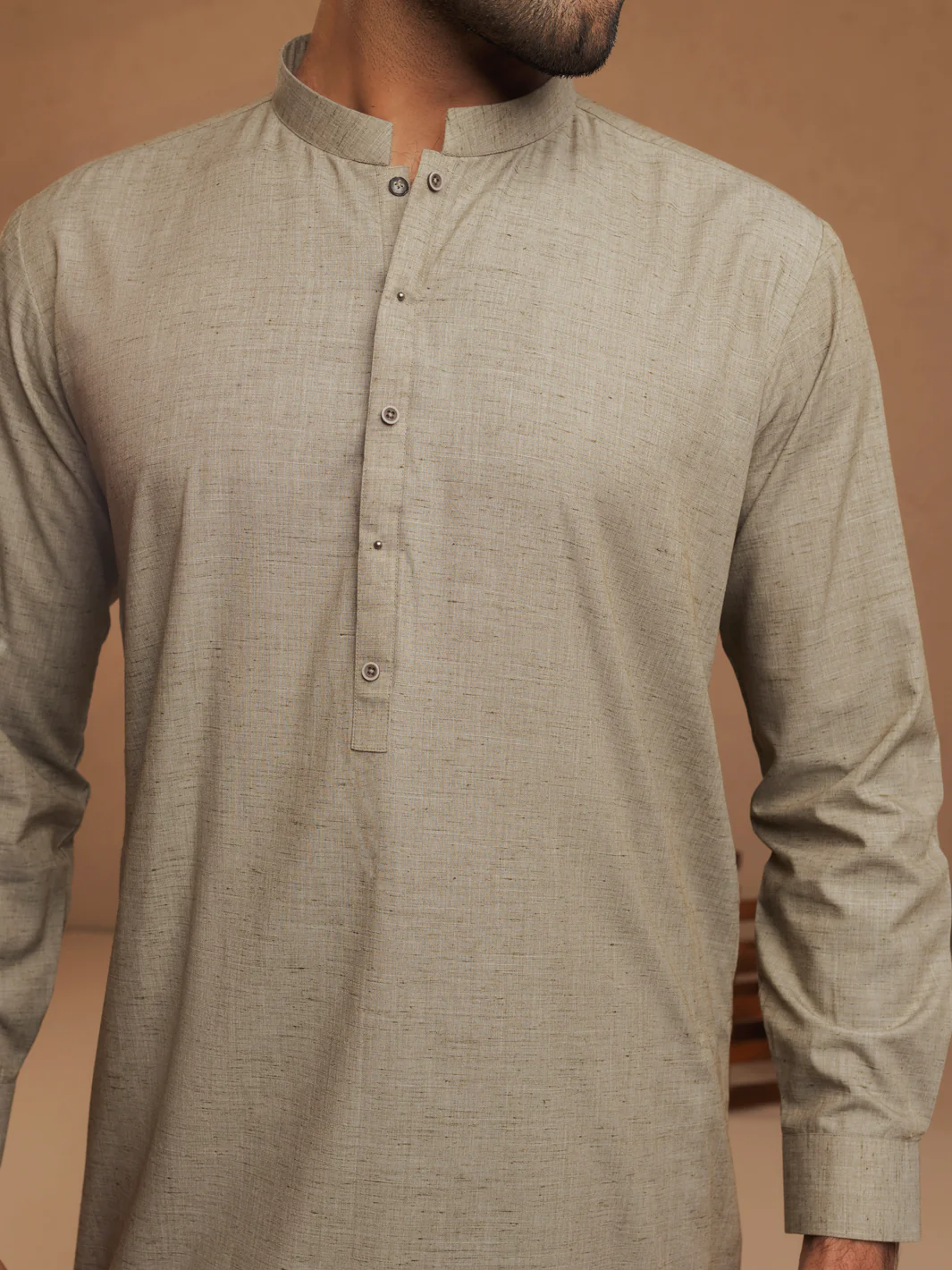 Sand Brown Blended Unstitched Fabric - AL-UN-STN-6192-BX - Image 3